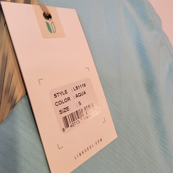 Linksoul Edwards Stripe Polo Dry-Tek Aqua Color Men's Size Small (LS1119) New! - Picture 7 of 12